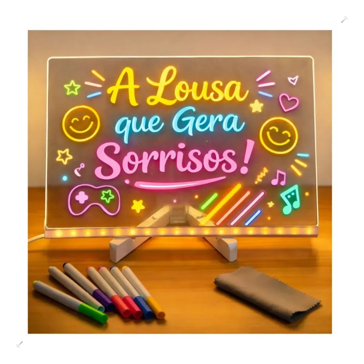 Lousa Mágica Placa Desenho Lousa Led Canetinhas