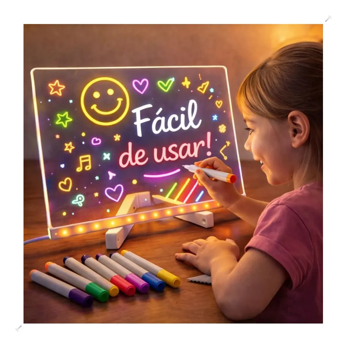 Lousa Mágica Placa Desenho Lousa Led Canetinhas